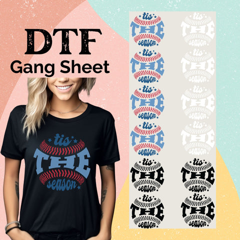 Baseballs and Bows DTF Gang Sheet