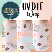 Books And Coffee UV DTF Cup Wrap