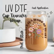 Boho Teacher Iced Coffee Glass UV DTF Transfers