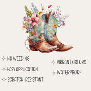 Boho Country Boot Flower UV DTF Decal